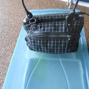 Purse, Chaps brand, black and  white checked.